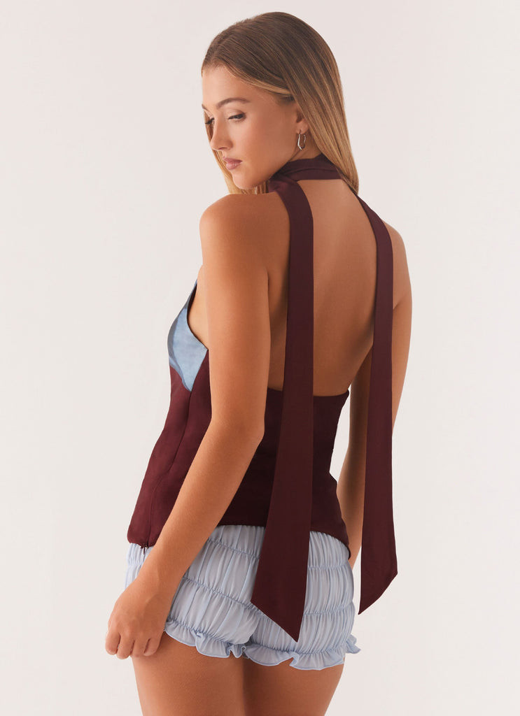 Catarina Halter Top - Maroon Print | Peppermayo (Global)