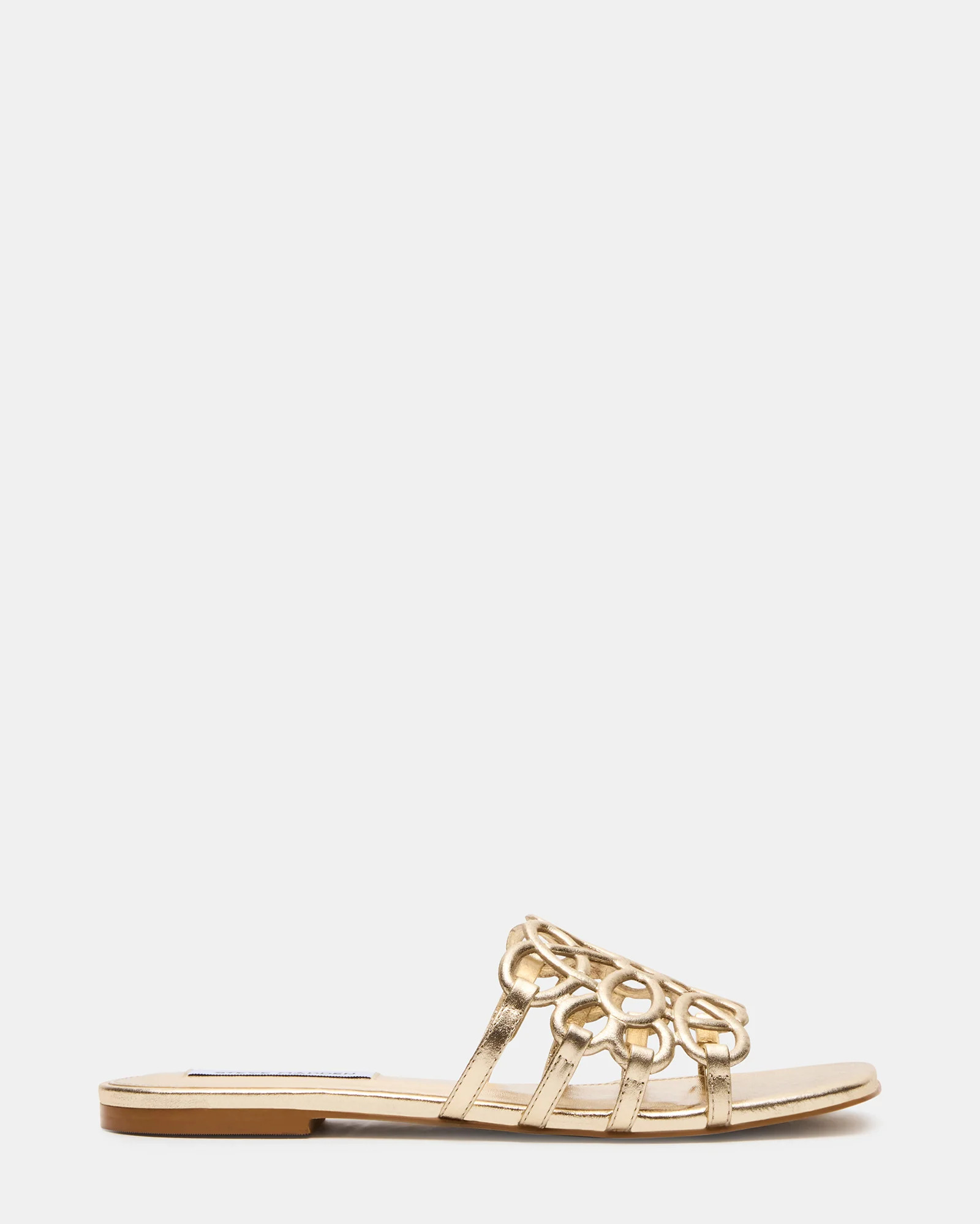 LOTUS Gold Leather Square-Toe Slide Women's Sandal | Steve Madden (US)