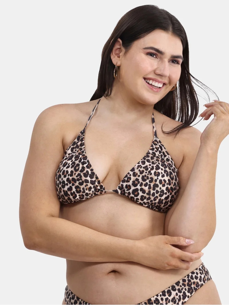 No Boundaries Women's Cheetah Triangle Bikini Top, Sizes XXS-XXL | Walmart (US)