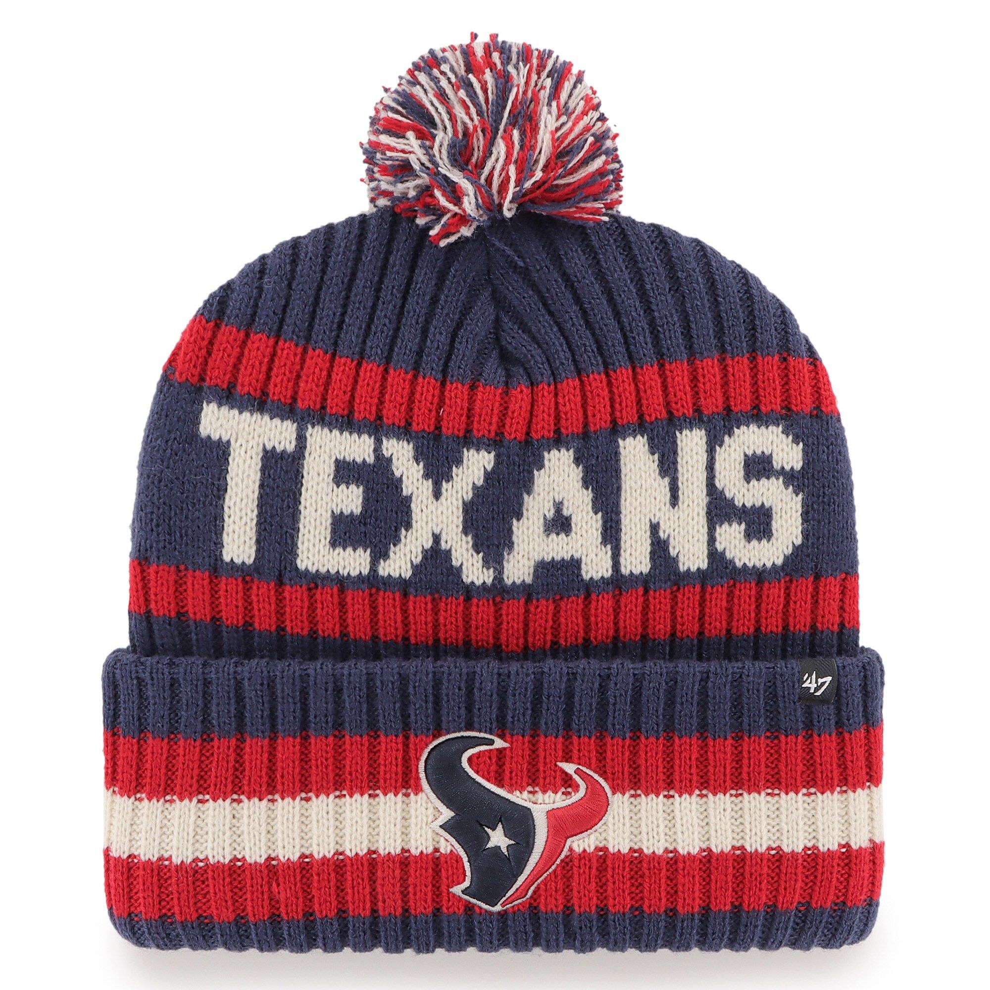 Men's Houston Texans  '47 Navy Bering Cuffed Knit Hat with Pom | NFL Shop