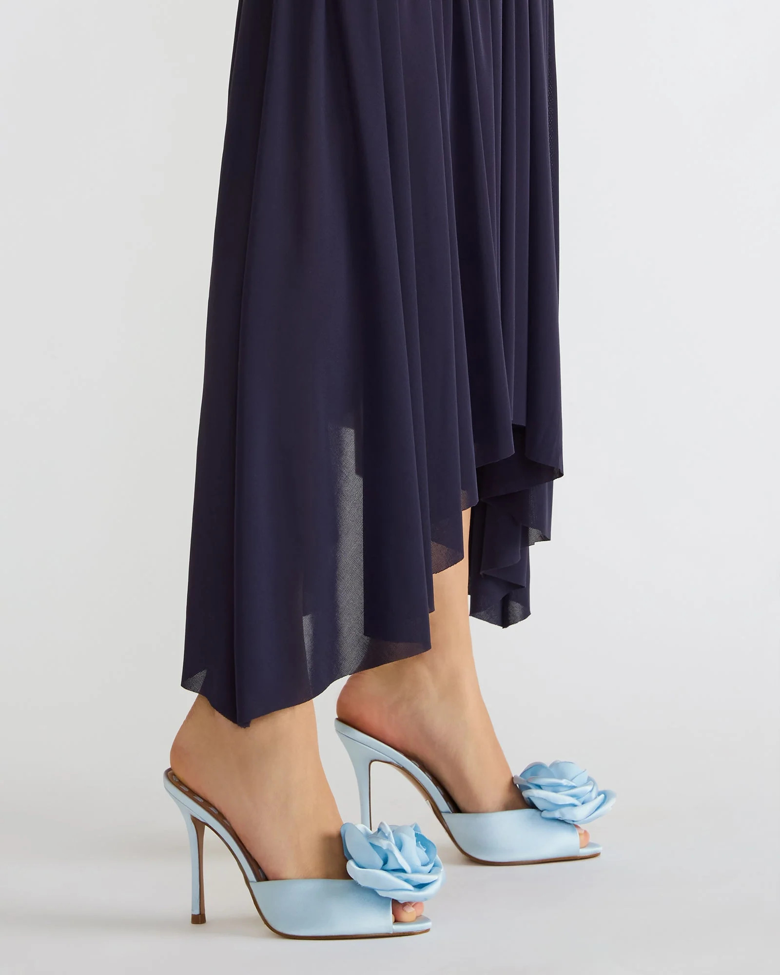 PRIYA Flower Blue Satin Mule Women's Heel | Steve Madden (US)