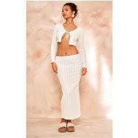 Cream Textured Crochet Knit Maxi Skirt | PrettyLittleThing US