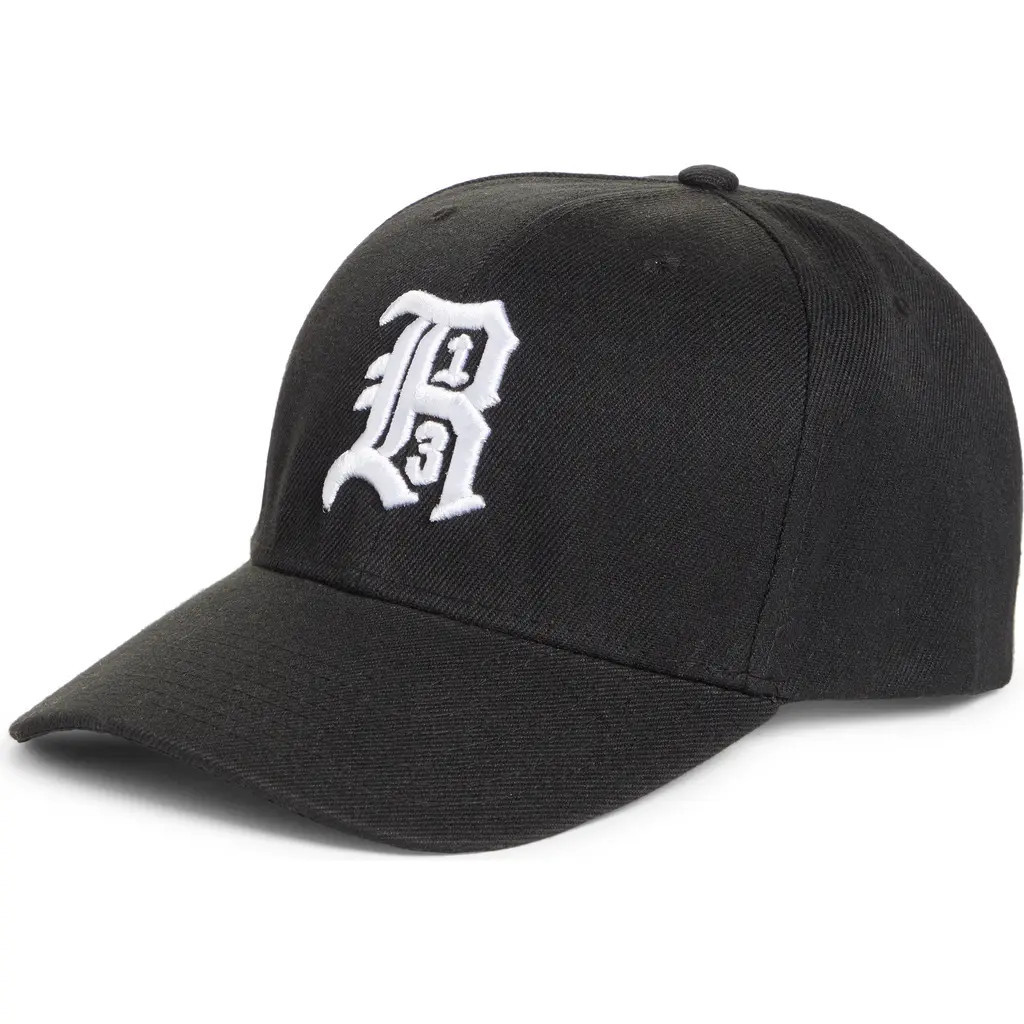 R13 Embroidered Logo Baseball Cap in Black at Nordstrom | Nordstrom