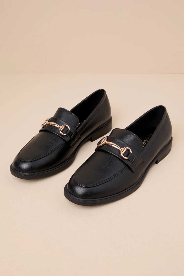 Wrenlie Black Horsebit Loafer Flats | Lulus