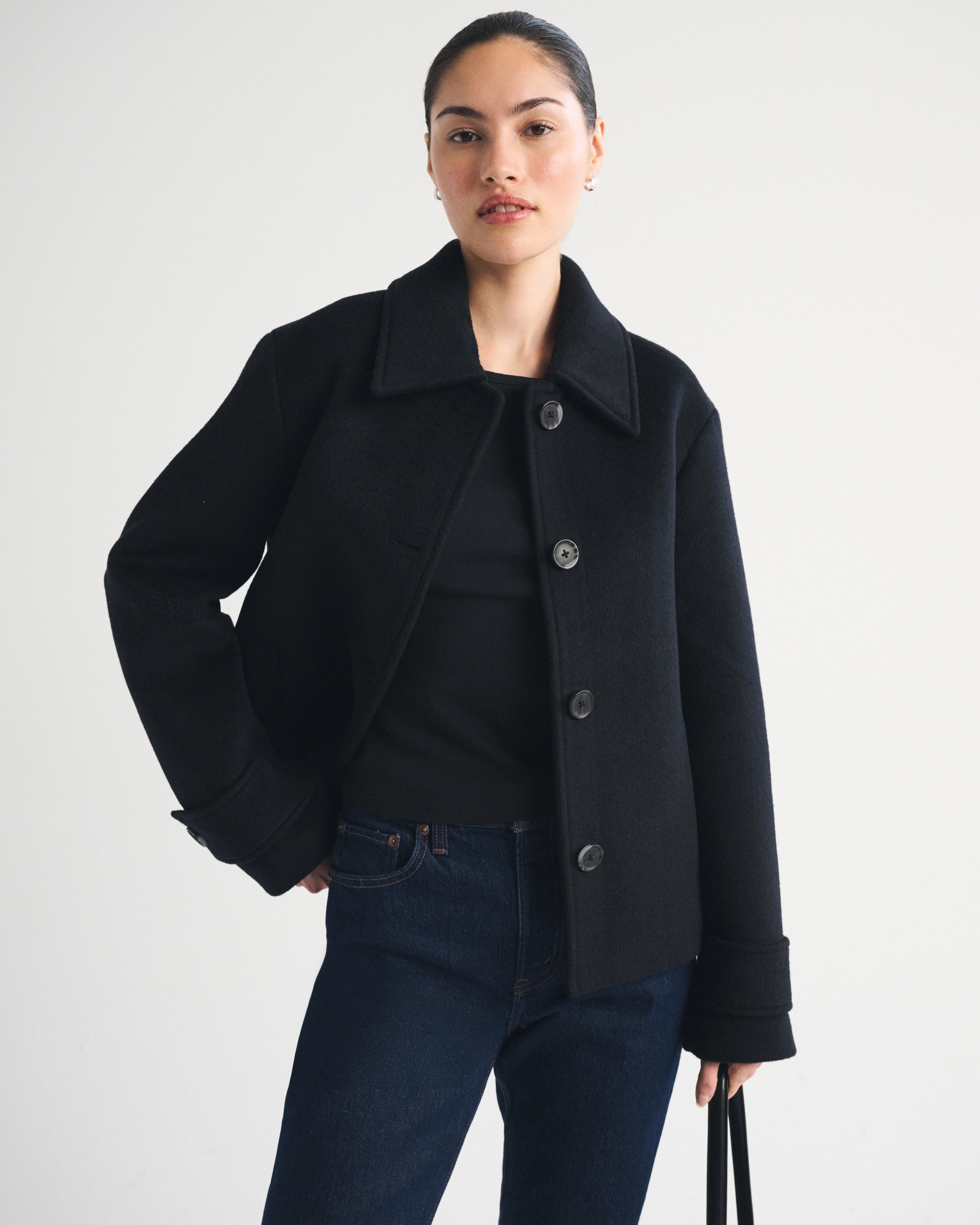 Short Wool-Blend Coat | Abercrombie & Fitch (US)