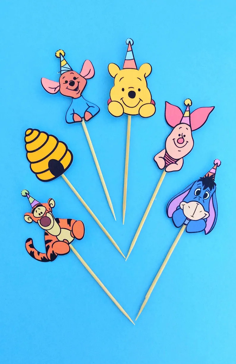 Winnie the Pooh Birthday Cupcake Toppers (12 Count) - Etsy | Etsy (Global)