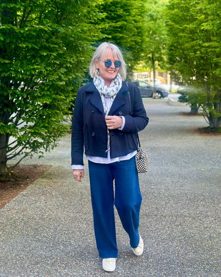 Super comfy knit denim wide leg pants, classic no iron white shirt, triple fleece Pea coat on repeat until it warms up this June. 
This jacket feels like your comfiest sweatshirt with a whole lot of style. 
Jacket size S
Pants size S
Shirt size 12 for an oversized fit

#LTKStyleTip #LTKOver40 #LTKTravel