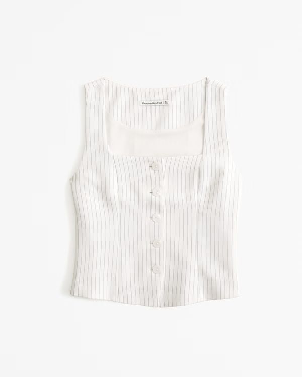 The A&F Mara Tailored Vest Squareneck Set Top | Abercrombie & Fitch (UK)