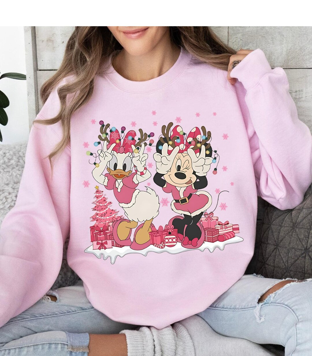 Disney Minnie and Daisy Pink Christmas Shirt, Disney Bestie Pink Christmas Shirt, Minnie Christma... | Etsy (US)