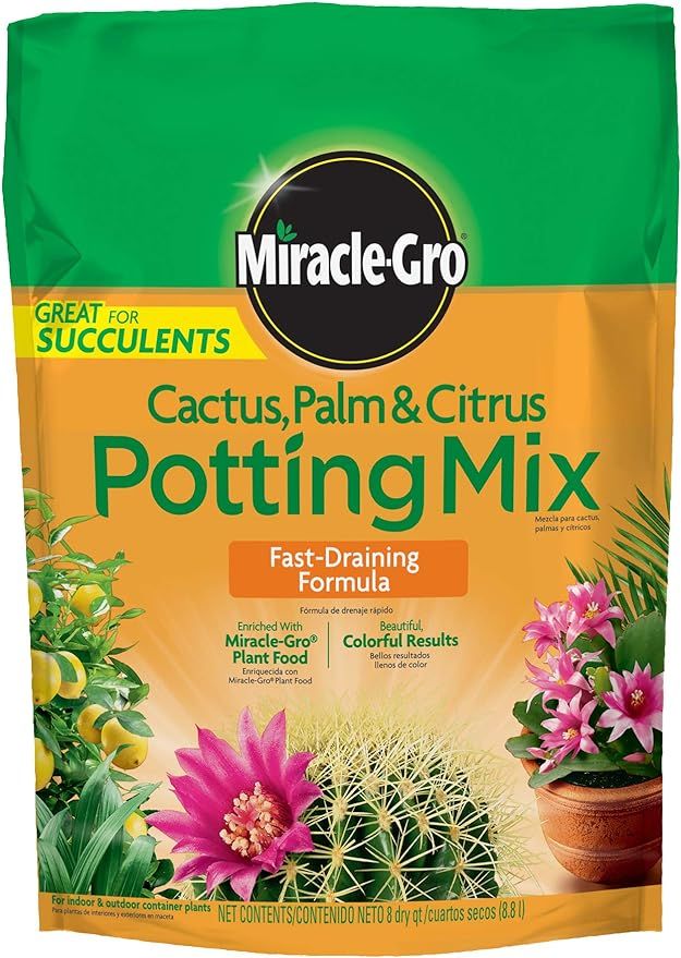 Miracle-Gro Cactus, Palm & Citrus Soil - For Containers , Added Fertilizer Feeds for 6 Months, 8 ... | Amazon (US)