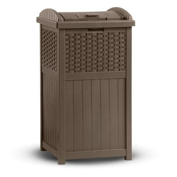 Suncast 33 Gallon Hideaway Trash Can for Patio - Brown | Walmart (US)