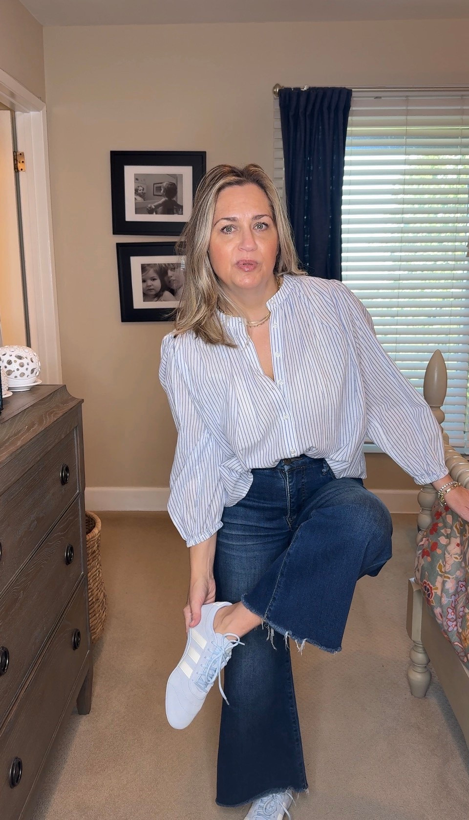 This cute shirt is perfect for spring and I am loving these new blue sneakers. The shirt is under $30 in the sneakers are under $50. ￼

#LTKSeasonal #LTKOver40 #LTKootd