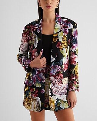 Floral Oversized Boyfriend Blazer | Express