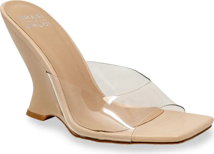 CHASE AND CHLOE Alia Clear Strap Wedge Sandal (Women) | Nordstromrack | Nordstrom Rack