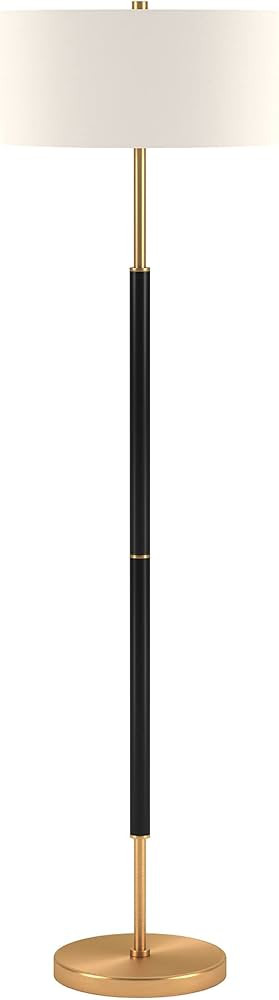Henn&Hart 2-Light Floor Lamp with Fabric Shade in Matte Black/Brass/White, Floor Lamp for Home Of... | Amazon (US)
