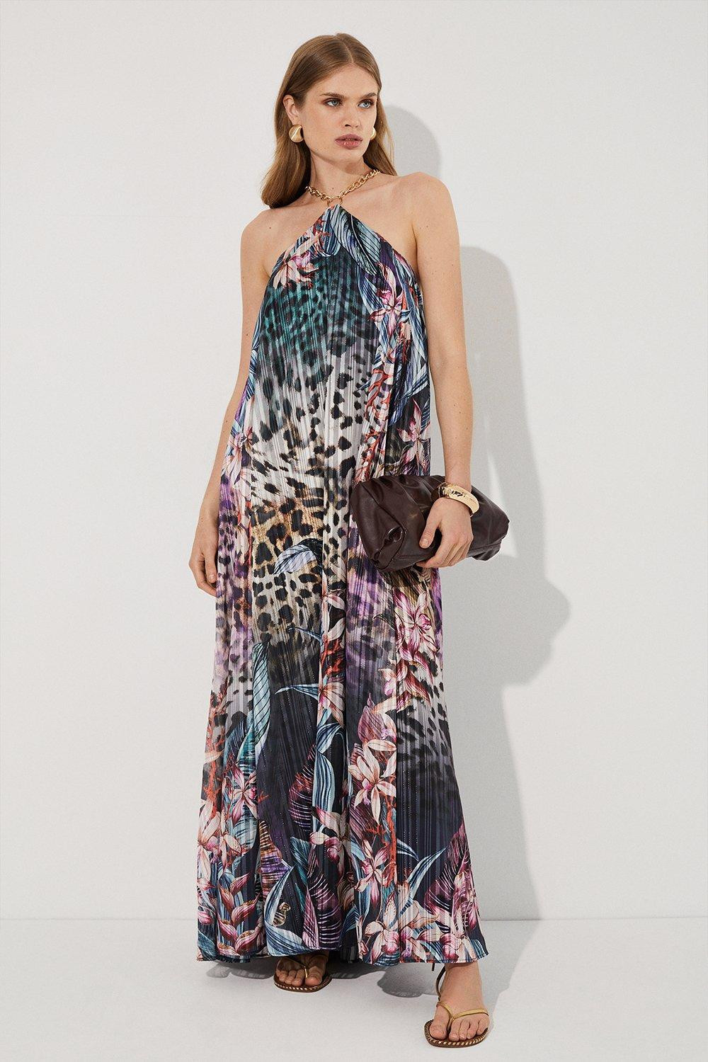 Tropical Placement Print Necklace Detail Maxi Dress | Coast UK & IE