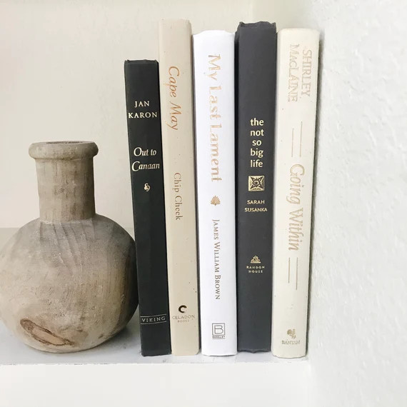 Bundle of black/tan/white decorative books books for staging | Etsy | Etsy (US)