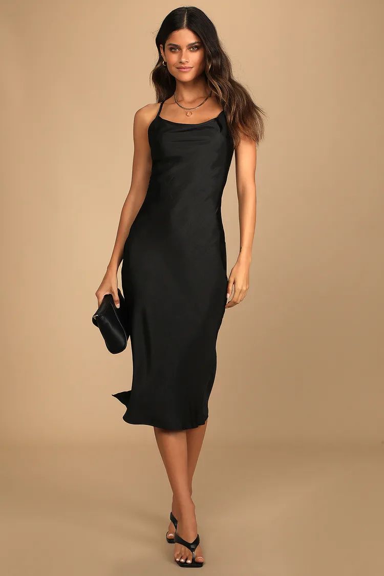 Lowe Black Strappy Midi Dress | Lulus (US)