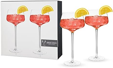 Viski Raye Angled Stemmed Amaro & Aperol Spritz Glasses Set of 2 - Premium Crystal Clear Cocktail... | Amazon (US)