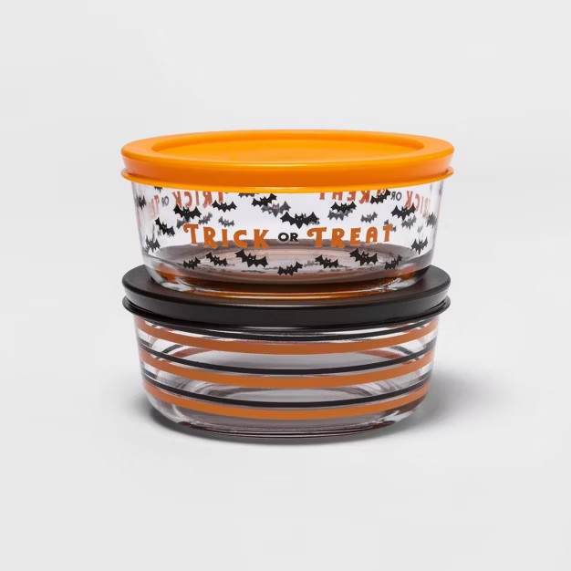 17oz 2pk Glass Stripes and Trick or Treat Food Storage Containers - Hyde & EEK! Boutique͐... | Target