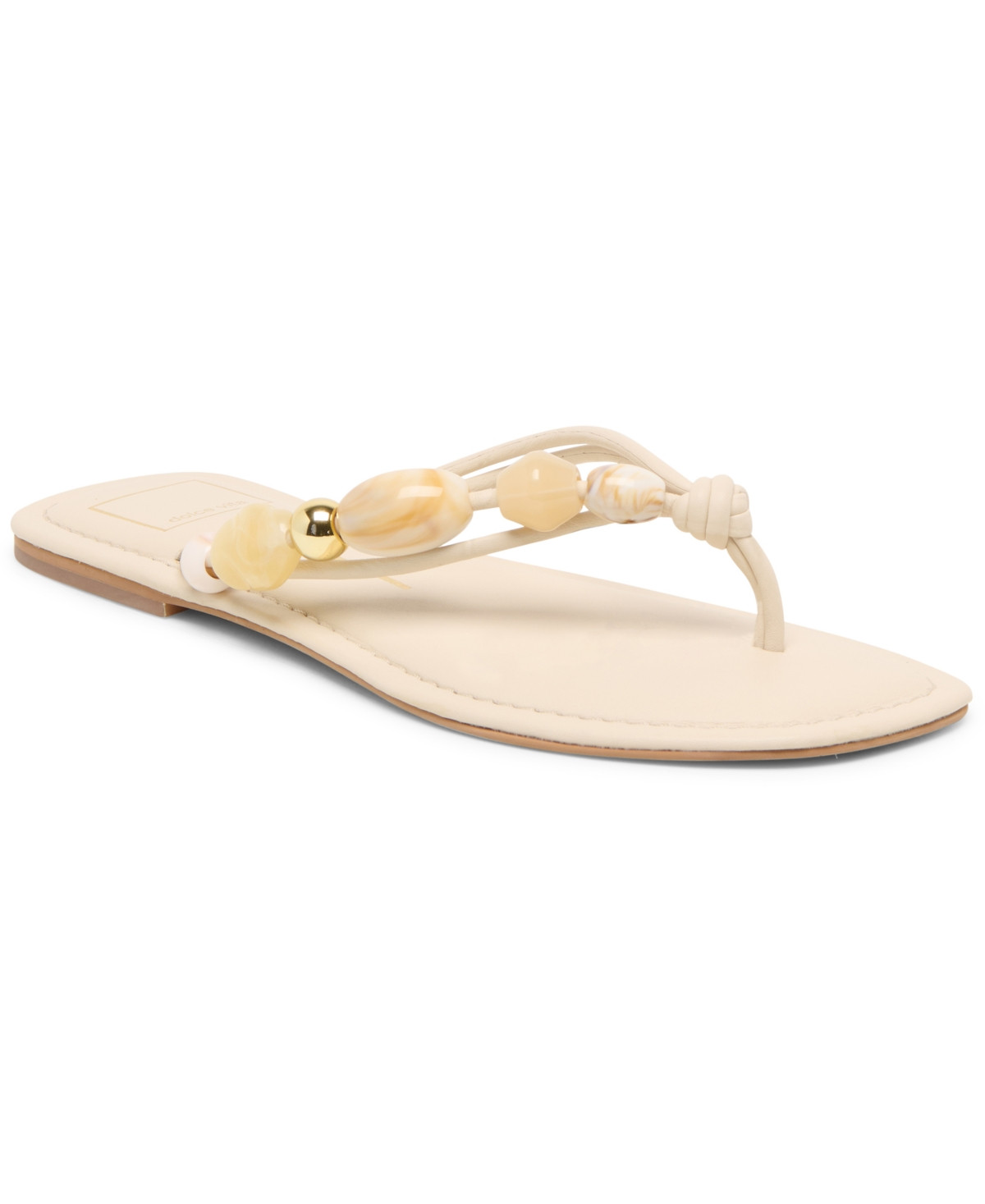 Dolce Vita Women's Cely Embellished Thong Flip-Flop Sandals - Ivory Leather | Macy's