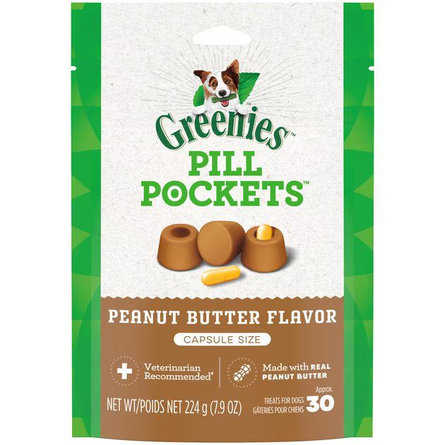 GREENIES Pill Pockets Canine Real Peanut Butter Flavor Dog Treats, 30 capsules - Chewy.com | Chewy.com