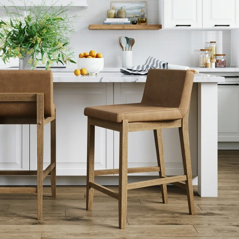 Nathan James Gracie Modern Counter Height Bar Stool with Back, Counter Stool Upholstered Chair wi... | Walmart (US)