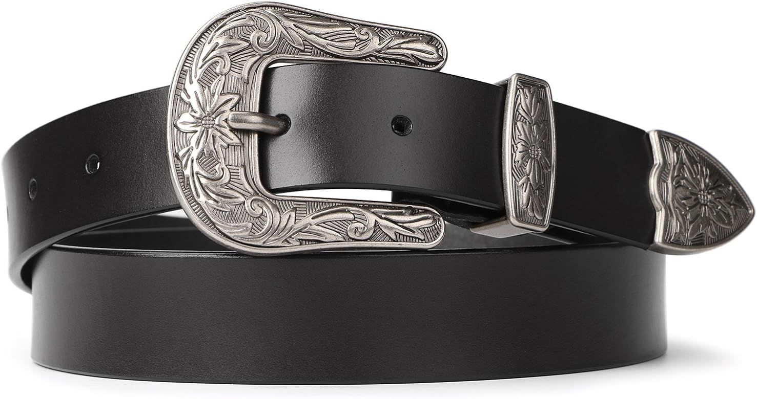 SUOSDEY Fashion Leather Belts for Women with Vintage Metal Buckle Belt Width1.1 Inch | Amazon (US)