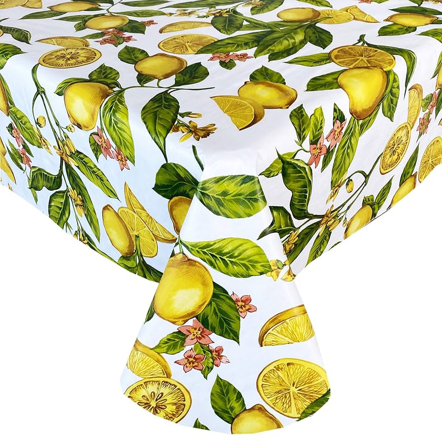Newbridge Zesty Lemons Vinyl Flannel Backed Tablecloth, Lemon Vine Indoor/Outdoor Waterproof Tabl... | Amazon (US)
