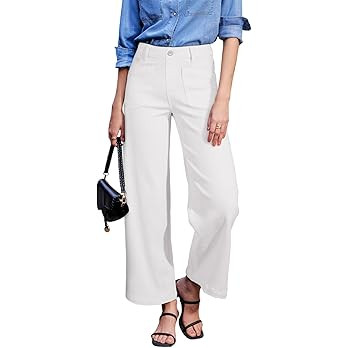 Sidefeel Women's Wide Leg Jeans High Waisted Stretchy Jeans Straight Leg Loose Fit Zimbaplatinum ... | Amazon (US)