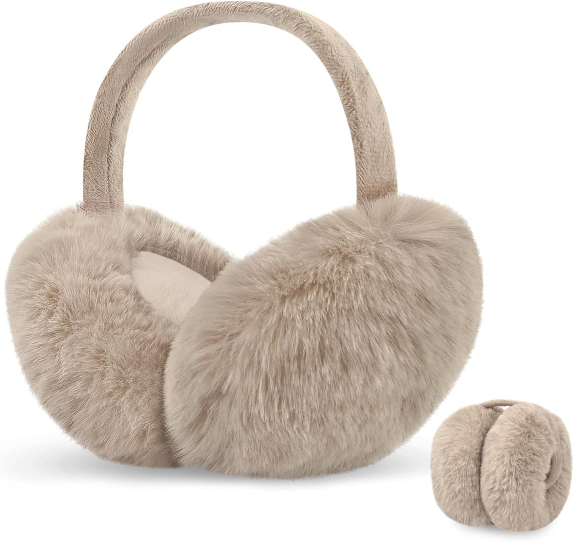 Winter Ear Muffs and Gloves Set for Women Girls Cute Foldable Ear Warmers Faux Fur Ear Covers Hea... | Amazon (US)