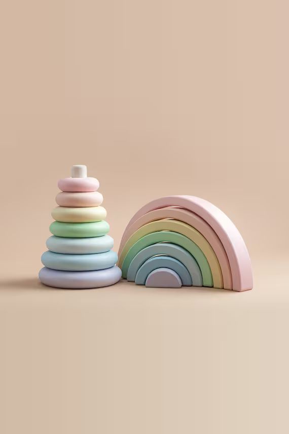 Wooden rainbow Rainbow stacker Wooden stacking toy Sensory toys Montessori toddler toys | Etsy (US)