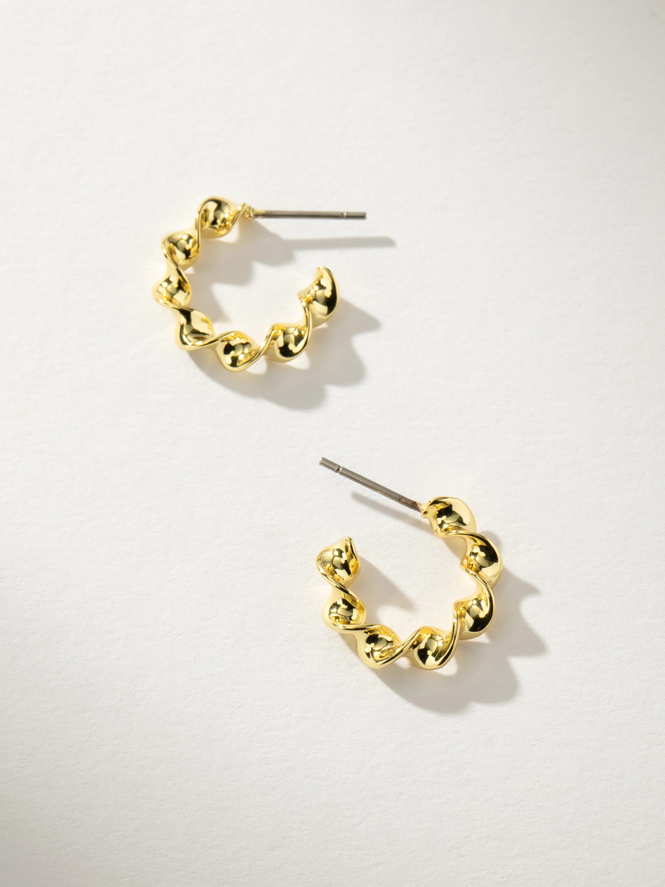 Gold Twist Mini Hoop Earrings | Hoop Huggie Earrings | Uncommon James | Uncommon James