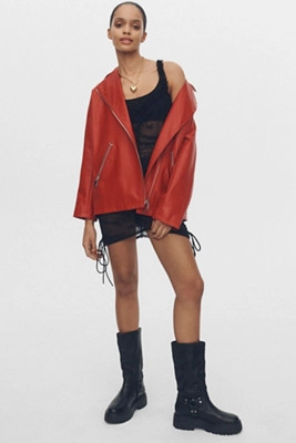 Maeve Oversized Faux-Leather Moto JacketMaeve8 Reviews Reviews$168.00Color: REDFitStandardSizeXXS... | Anthropologie (US)