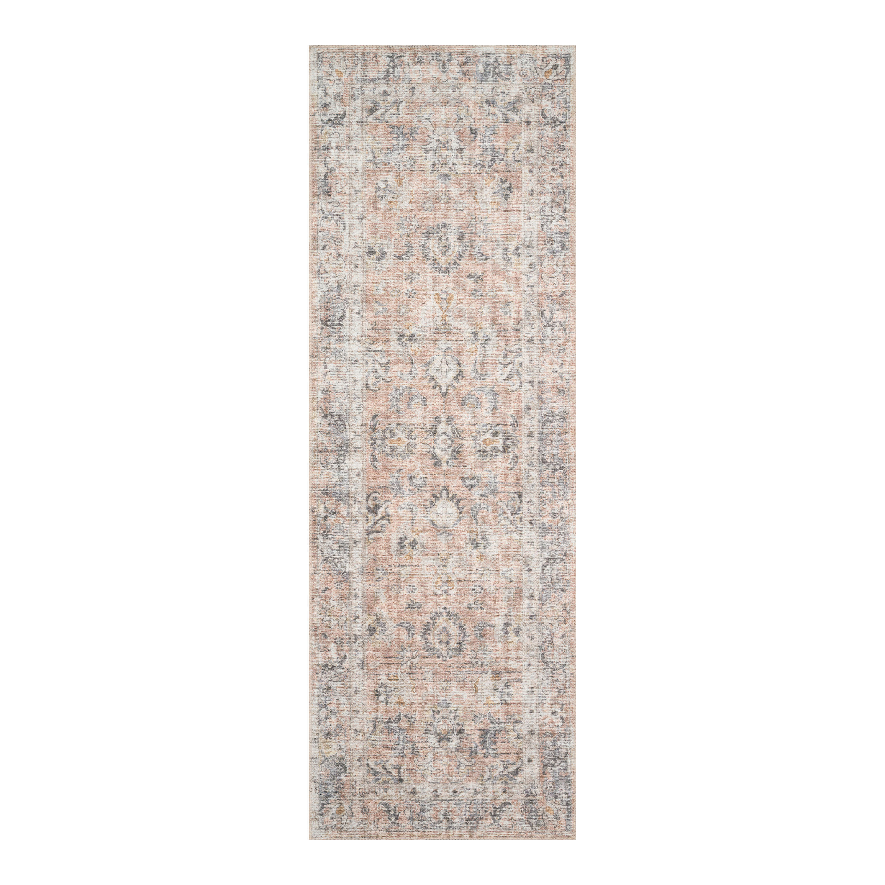 Paros Blush and Gray Distressed Persian Style Floor Runner | World Market