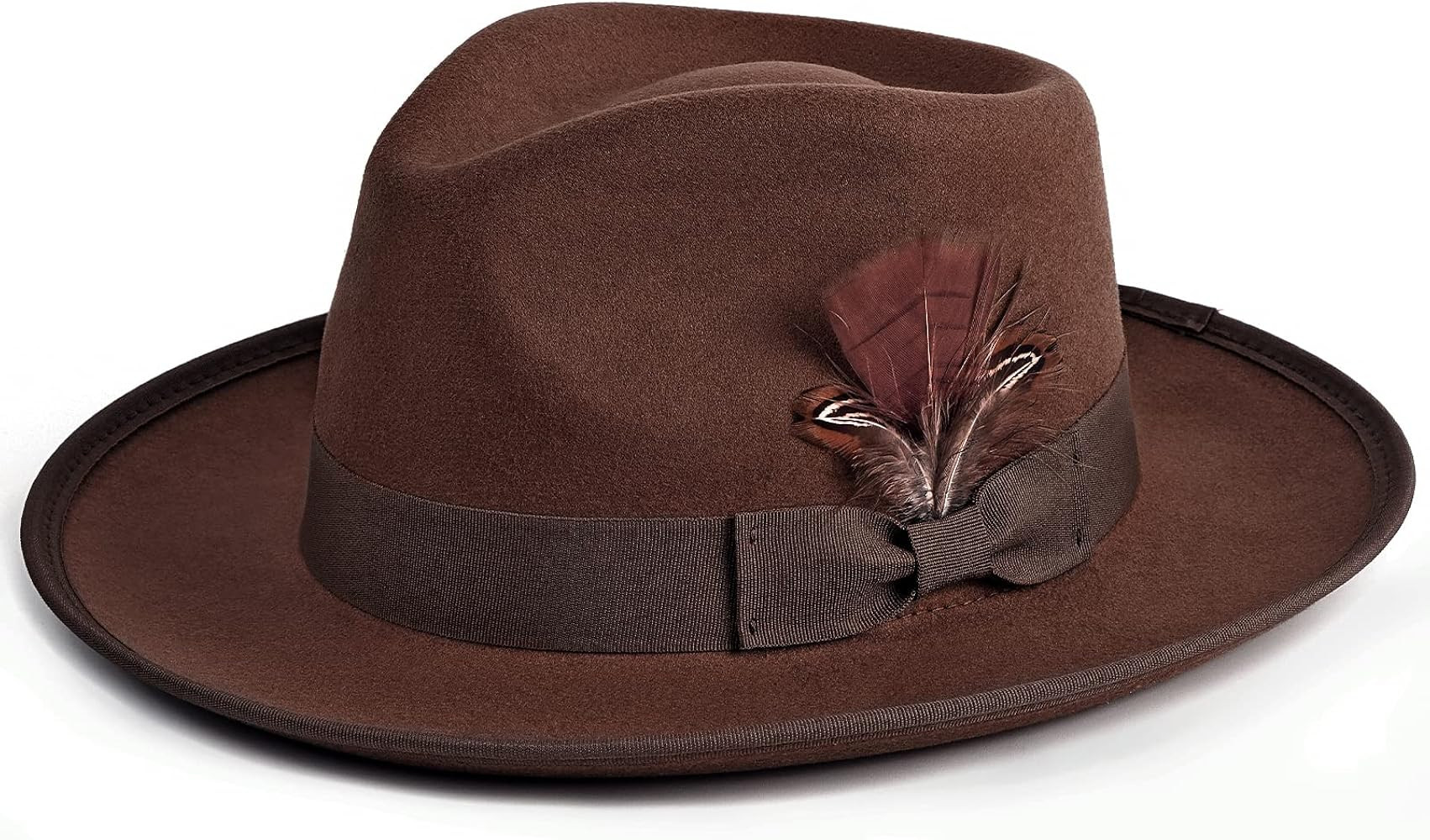 FADACHY Fedora Hats for Men & Women Wide Brim Felt Hat Dress Panama Trilby Hats | Amazon (US)
