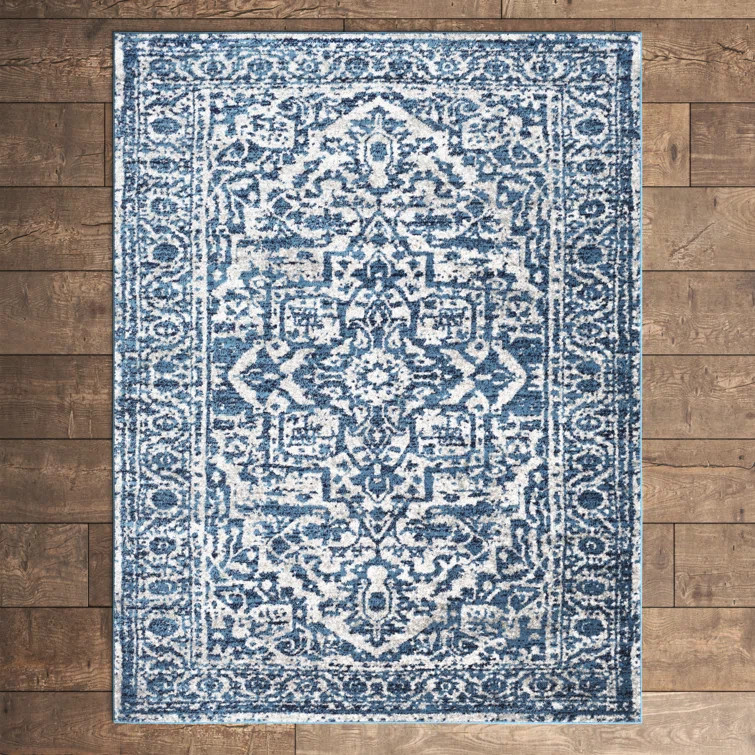 Oriental Area Rug in Navy | Wayfair North America
