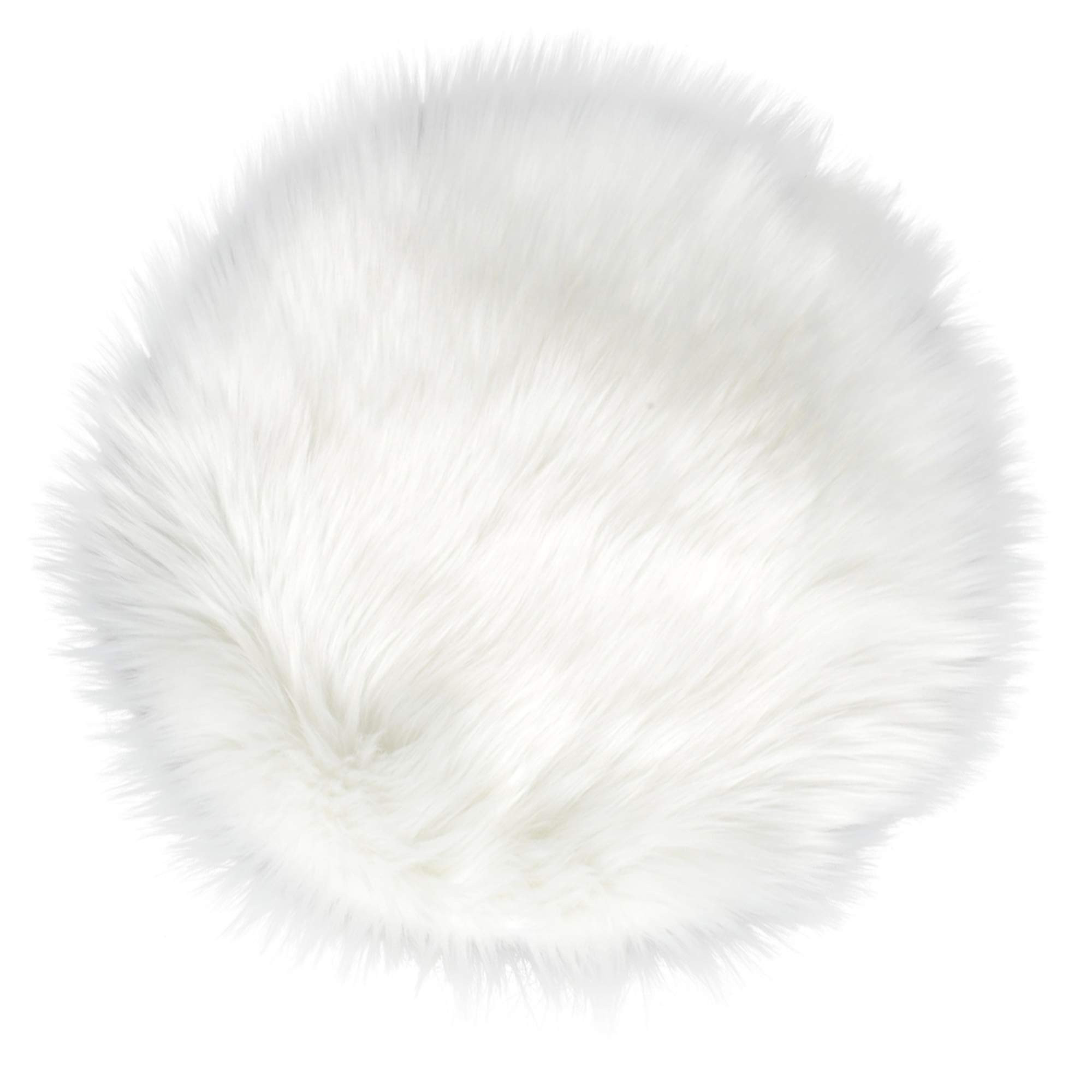 IVON 15.5 Inches White Round Faux Fur Rug, Fluffy Rug Cushion for Chair, Background for Nail Desk... | Amazon (US)