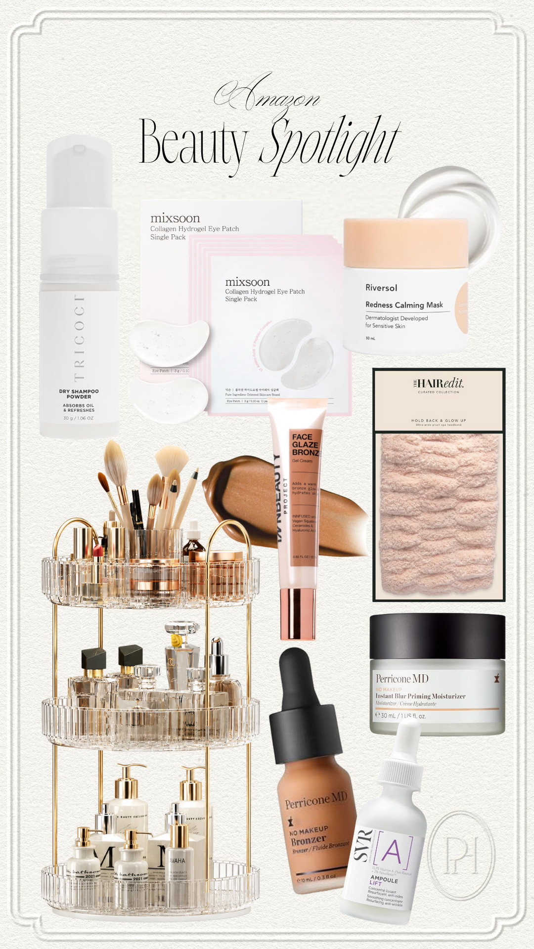 Beauty favorites from Amazon!

eye patches, under eye patches, bronzer, bronzing highlighter, spa headband, dry shampoo, moisturizing primer, rotating makeup holder, overnight cream, beauty essentials, makeup display 

 #LTKgrwm #LTKselfcare #LTKBeauty