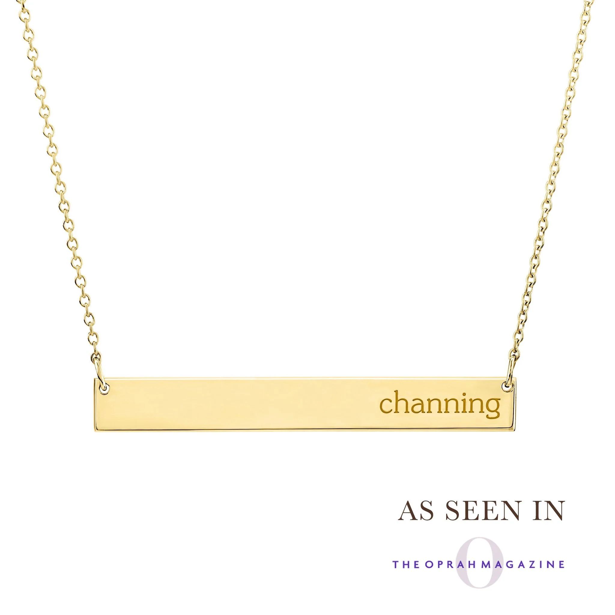 14K Gold Skinny Bar Necklace | Tiny Tags