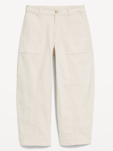 High-Waisted Canvas Barrel Ankle Pants | Old Navy (US)