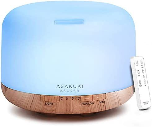 ASAKUKI 500ml Premium, Essential Oil Diffuser with Remote Control, 5 in 1 Ultrasonic Aromatherapy... | Amazon (US)