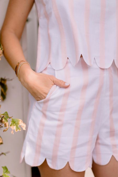 Pink and white stripe scallop 2 piece set preppy spring summer vacation outfit idea  

#LTKplussize #LTKmidsize #LTKswim