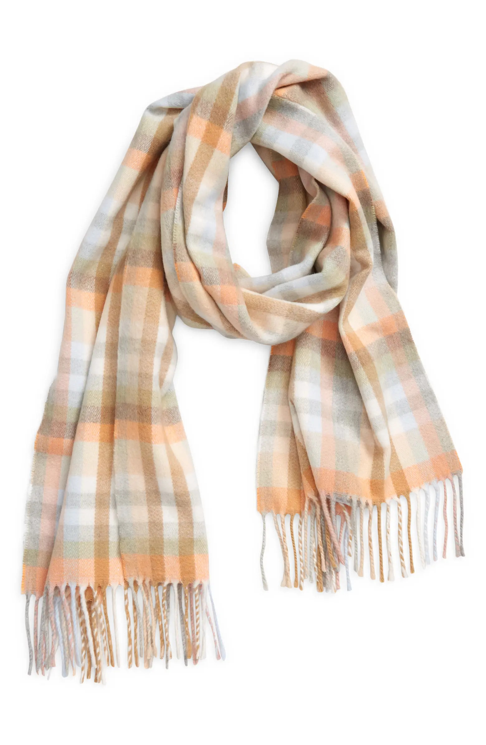 Topshop Large Pastel Check Cotton Blend Scarf | Nordstrom | Nordstrom