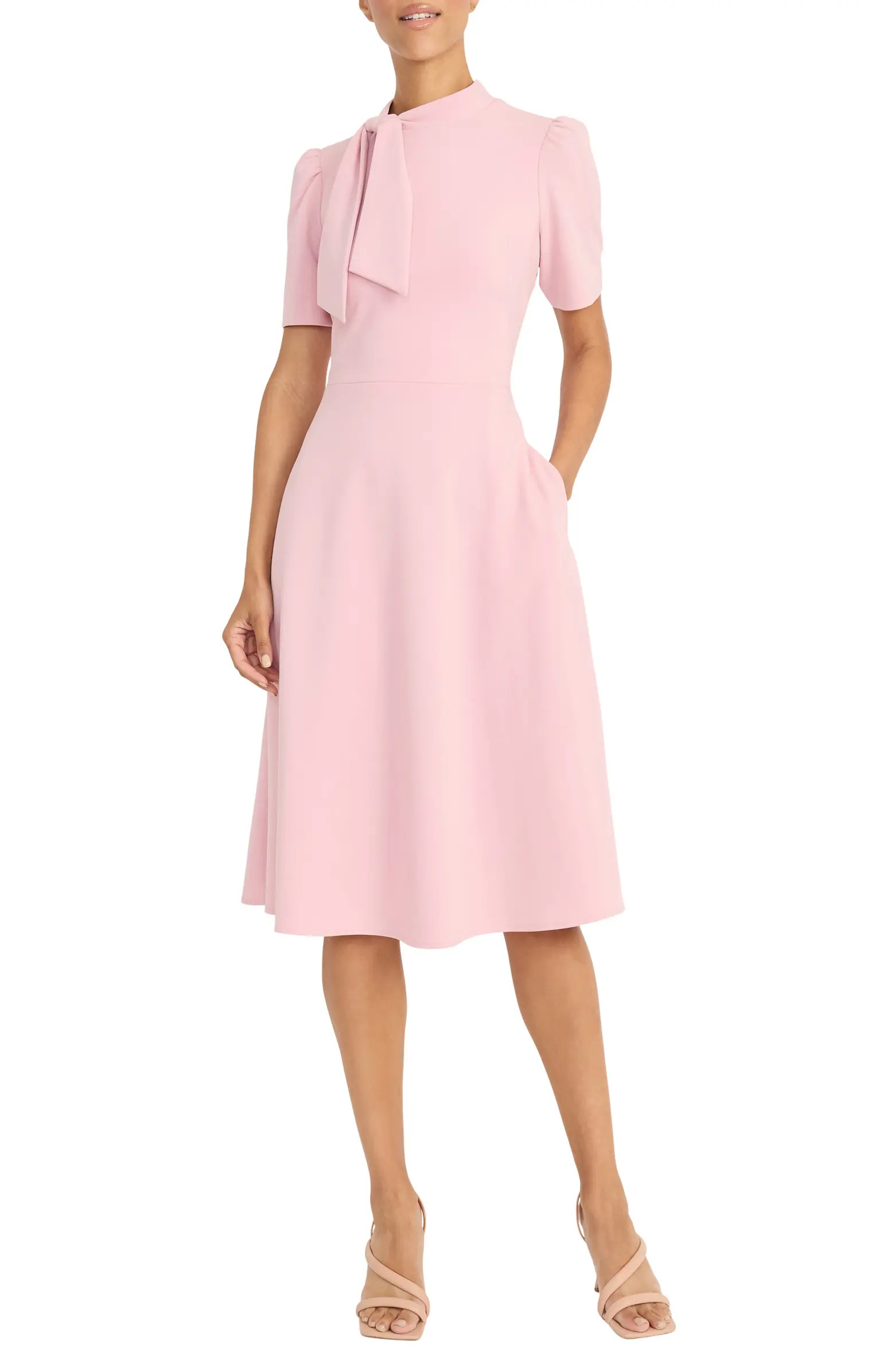 Maggy London Short Sleeve Necktie Midi Dress | Nordstromrack | Nordstrom Rack