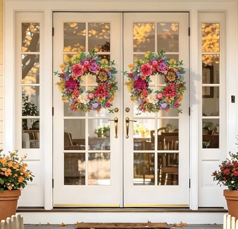 The perfect in-between seasons wreath 🍂🌸 Bright enough to hold onto those summer vibes while adding the cozy touch of fall to your front porch. The florals, apples, berries, and warm autumn tones make this such a gorgeous transition piece — and it’s currently 25% off! 🙌 Linking this beauty plus more fall porch favorites to get your home ready for the season ahead. 🏡✨

#LTKhome #LTKsalealert #FallDecor #FallPorchDecor #FrontDoorDecor #WreathSeason #AutumnDecor #AmazonFinds #AmazonHome #PorchDecor #CozyHome #SeasonalDecor #FallVibes #TransitionToFall #AffordableDecor #HomeInspo #LTKFinds #AmazonDeals #FallHomeDecor #PorchInspo