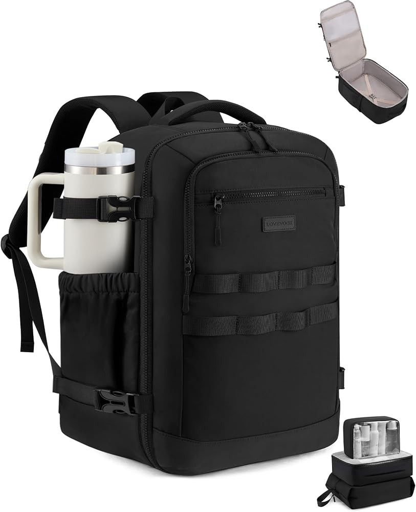 LOVEVOOK 40L Travel Backpack for Women & Men, TSA Approved Carry On Backpack with 3 Packing Cubes... | Amazon (US)