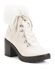 Leather Faux Fur Lace Up Booties | Marshalls
