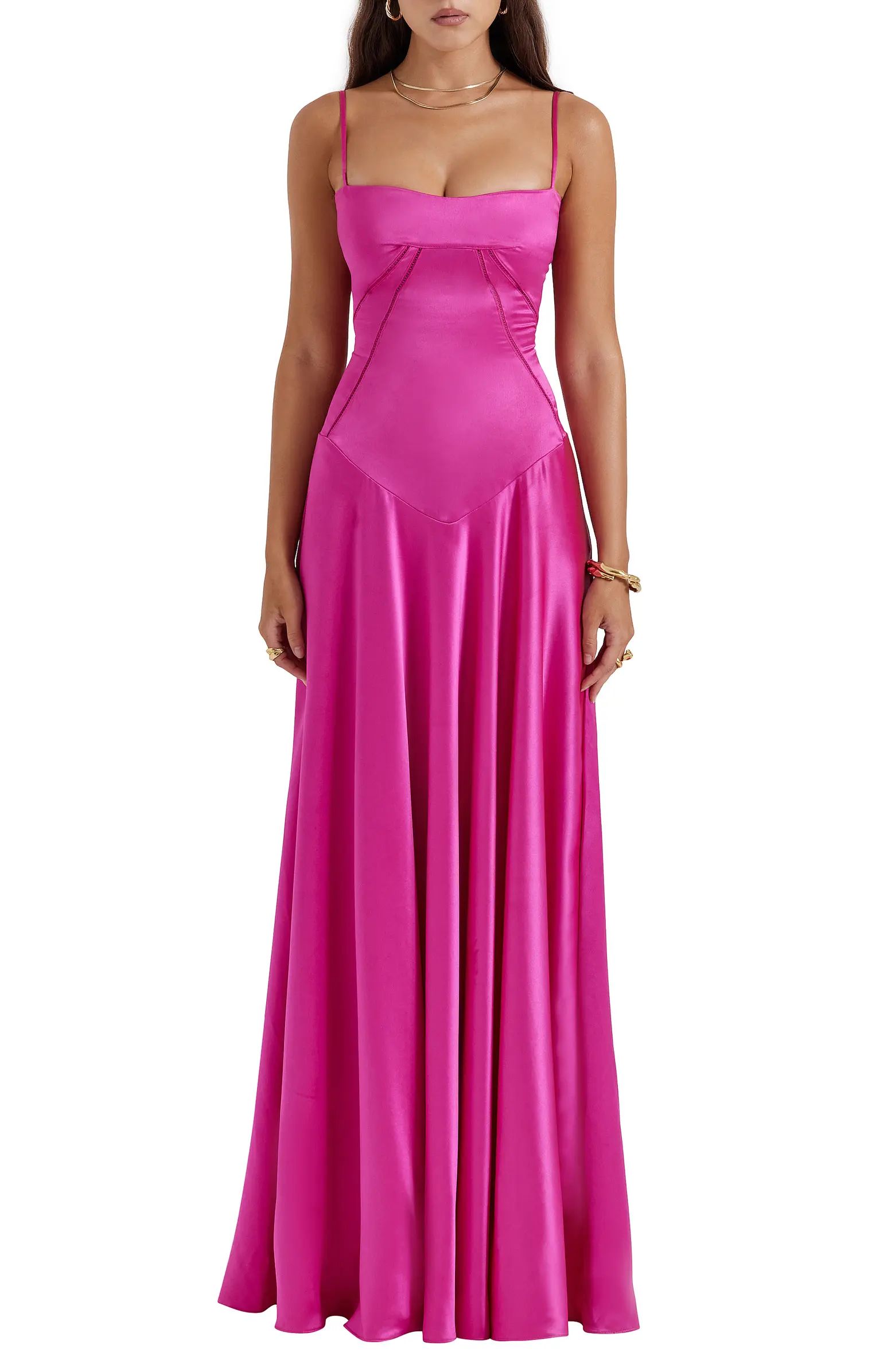 Anabella Lace-Up Satin Gown | Nordstrom