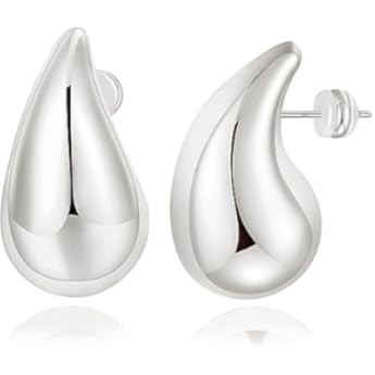 LOUMILEO Extra Large Gold Teardrop Earrings Dupes Hypoallergenic Chunky Gold Hoop Earrings Lig... | Amazon (UK)